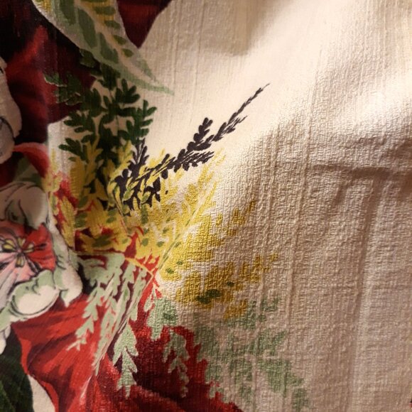 Tropical Barkcloth & Moire Vtg/Retro Homemade Curtains w Valance Single Window - Picture 7 of 15